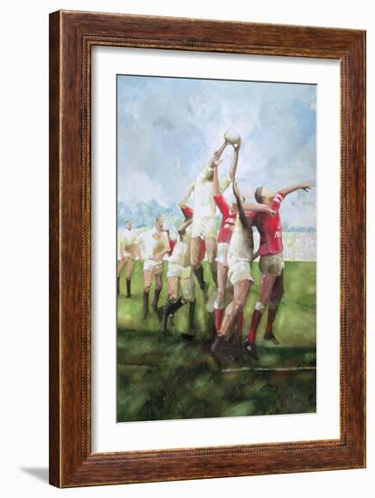 Rugby Match: Llanelli v Swansea, Line Out, 1992-Gareth Lloyd Ball-Framed Giclee Print