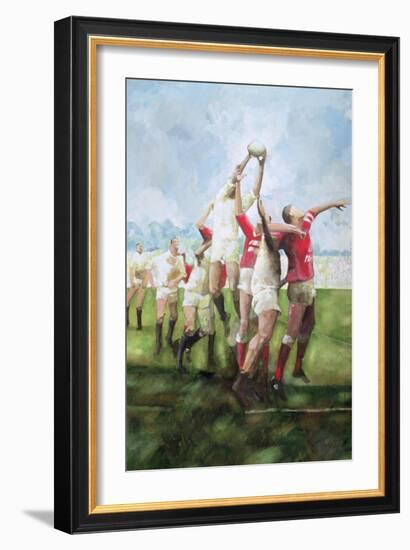 Rugby Match: Llanelli v Swansea, Line Out, 1992-Gareth Lloyd Ball-Framed Giclee Print