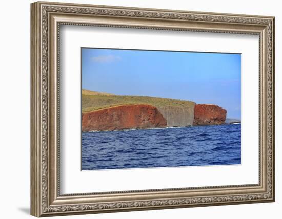 Rugged cliffs and shoreline on the South Shore of Lanai, Kaunoe'U, Hawaii, USA-Stuart Westmorland-Framed Photographic Print