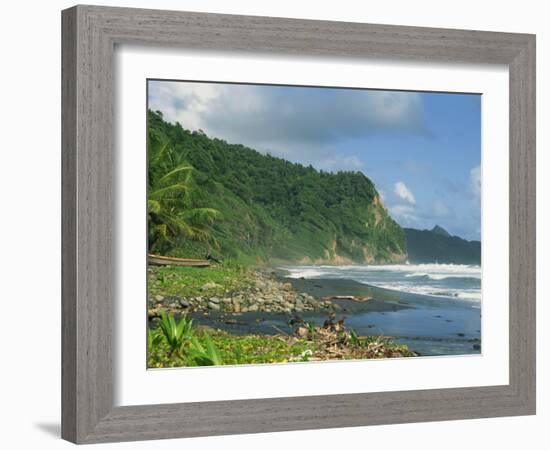 Rugged Coastline with Black Laval Sand Beach, Dominica, Windward Islands, West Indies, Caribbean-Murray Louise-Framed Photographic Print