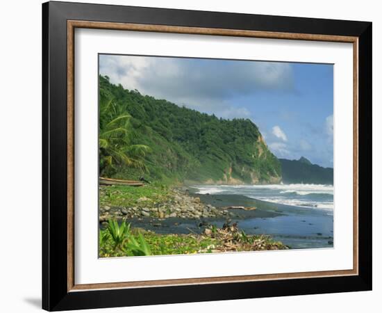 Rugged Coastline with Black Laval Sand Beach, Dominica, Windward Islands, West Indies, Caribbean-Murray Louise-Framed Photographic Print