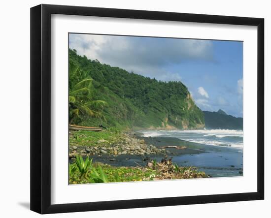 Rugged Coastline with Black Laval Sand Beach, Dominica, Windward Islands, West Indies, Caribbean-Murray Louise-Framed Photographic Print