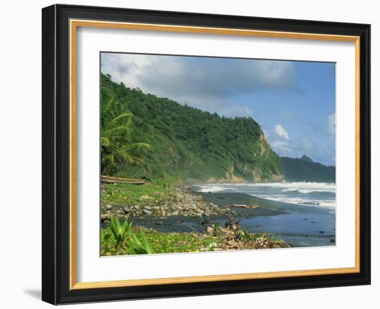 Rugged Coastline with Black Laval Sand Beach, Dominica, Windward Islands, West Indies, Caribbean-Murray Louise-Framed Photographic Print