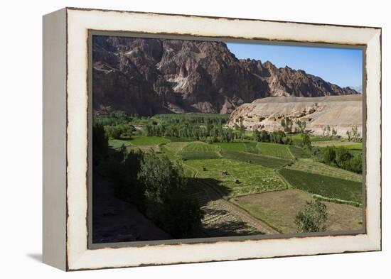 Rugged Landscapes and Green Patchwork Fields Near Shahr-E Zohak, Afghanistan, Asia-Alex Treadway-Framed Premier Image Canvas