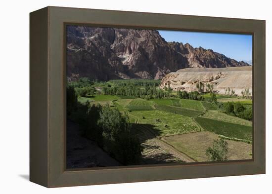 Rugged Landscapes and Green Patchwork Fields Near Shahr-E Zohak, Afghanistan, Asia-Alex Treadway-Framed Premier Image Canvas