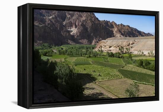 Rugged Landscapes and Green Patchwork Fields Near Shahr-E Zohak, Afghanistan, Asia-Alex Treadway-Framed Premier Image Canvas