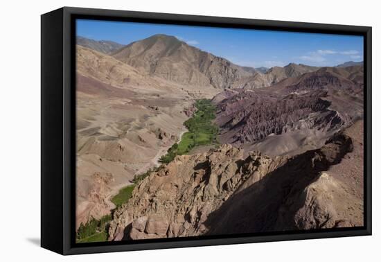 Rugged Landscapes and Green Patchwork Fields Near Shahr-E Zohak, Afghanistan, Asia-Alex Treadway-Framed Premier Image Canvas