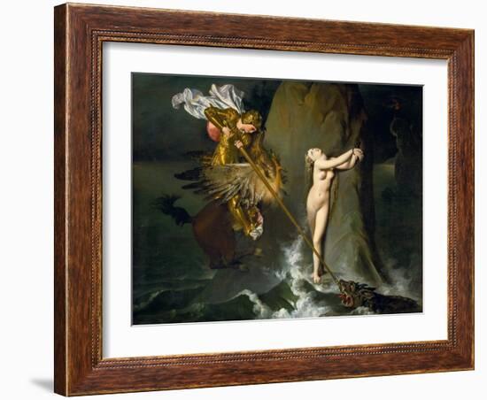 Ruggiero Rescuing Angelica-Jean-Auguste-Dominique Ingres-Framed Giclee Print