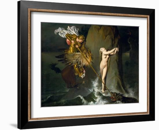 Ruggiero Rescuing Angelica-Jean-Auguste-Dominique Ingres-Framed Giclee Print