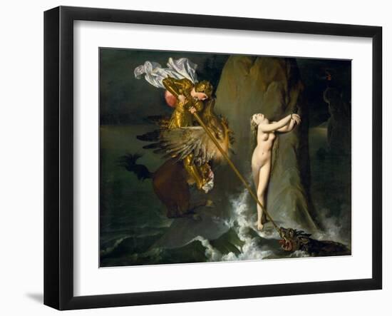 Ruggiero Rescuing Angelica-Jean-Auguste-Dominique Ingres-Framed Giclee Print