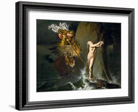 Ruggiero Rescuing Angelica-Jean-Auguste-Dominique Ingres-Framed Giclee Print