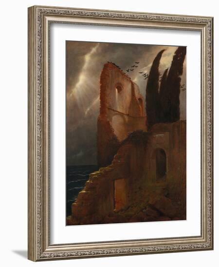 Ruin by the Sea, 1881 (Oil on Fabric)-Arnold Bocklin-Framed Giclee Print