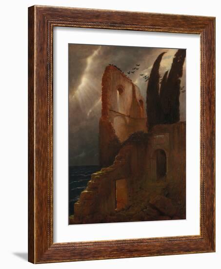 Ruin by the Sea, 1881 (Oil on Fabric)-Arnold Bocklin-Framed Giclee Print