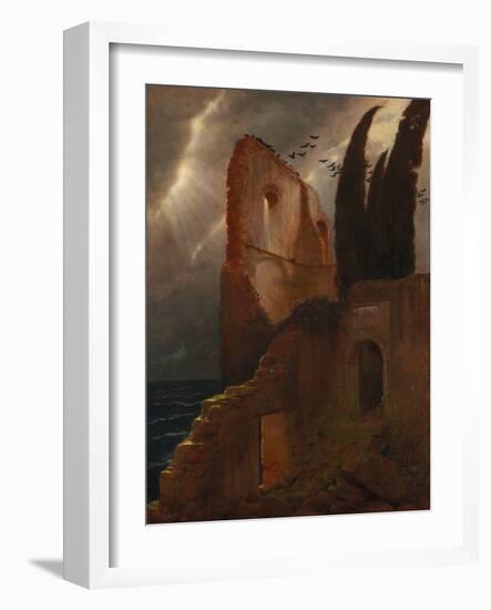 Ruin by the Sea, 1881 (Oil on Fabric)-Arnold Bocklin-Framed Giclee Print