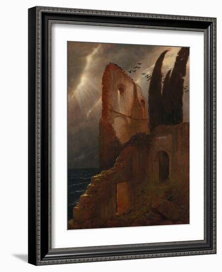 Ruin by the Sea, 1881 (Oil on Fabric)-Arnold Bocklin-Framed Giclee Print