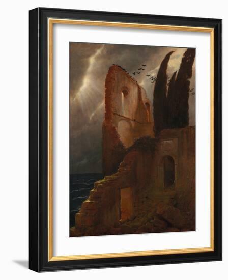 Ruin by the Sea, 1881 (Oil on Fabric)-Arnold Bocklin-Framed Giclee Print