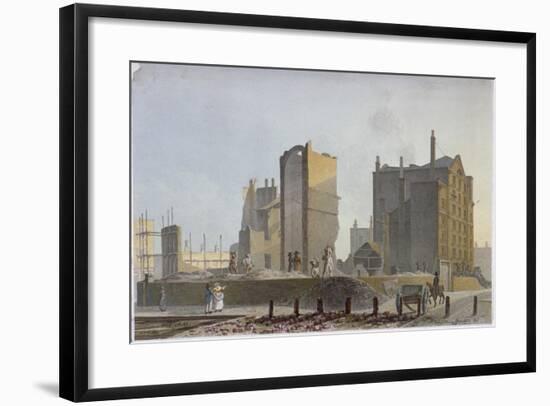 Ruined Building, Commercial Road, Stepney, London, 1820-Robert Blemmell Schnebbelie-Framed Giclee Print