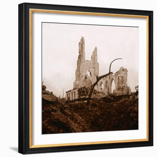 Ruined church, Ablain-Saint-Nazaire, Northern France, c1914-c1918-Unknown-Framed Photographic Print