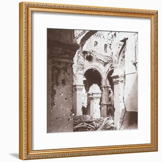 Ruined church, Albert, northern France, c1914-c1918-Unknown-Framed Photographic Print