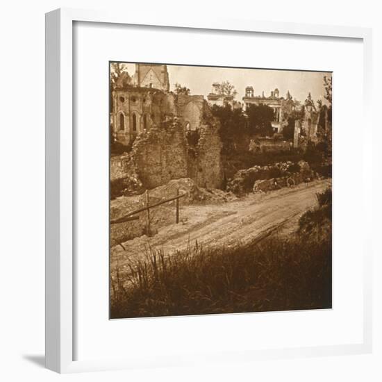 Ruined church and chateau, France, c1914-c1918-Unknown-Framed Photographic Print