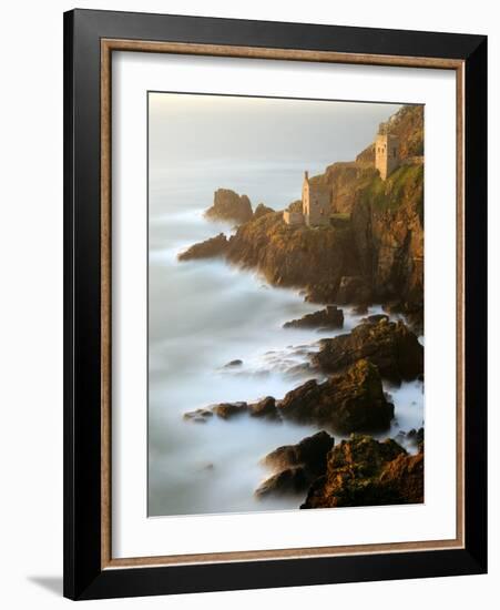 Ruined tin mineshafts at Botallack Head, Cornwall, UK-Ross Hoddinott-Framed Photographic Print