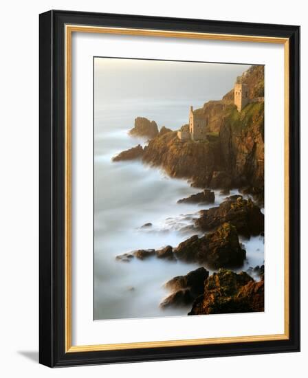 Ruined tin mineshafts at Botallack Head, Cornwall, UK-Ross Hoddinott-Framed Photographic Print