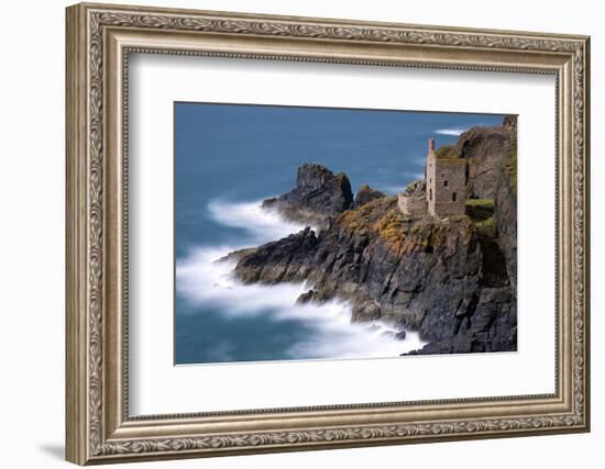 Ruined tin mineshafts at Botallack Head, Cornwall, UK-Ross Hoddinott-Framed Photographic Print