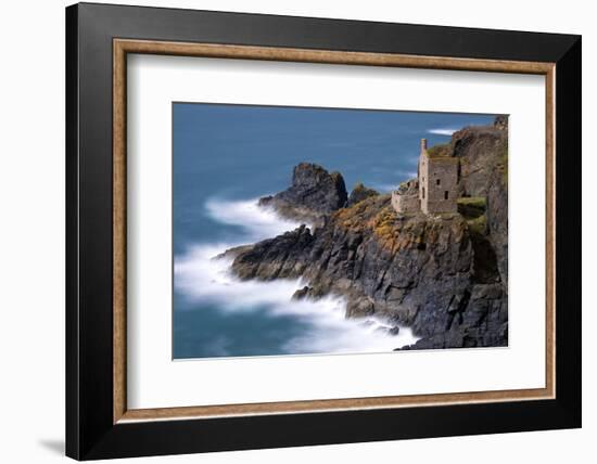 Ruined tin mineshafts at Botallack Head, Cornwall, UK-Ross Hoddinott-Framed Photographic Print