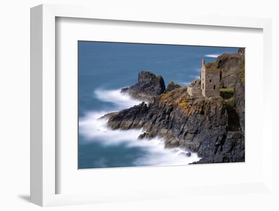 Ruined tin mineshafts at Botallack Head, Cornwall, UK-Ross Hoddinott-Framed Photographic Print