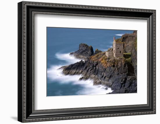 Ruined tin mineshafts at Botallack Head, Cornwall, UK-Ross Hoddinott-Framed Photographic Print