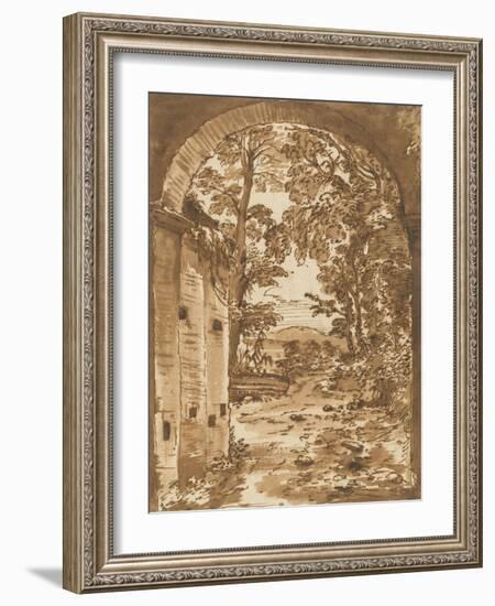 Ruines et paysage vus à travers un arc-Nicolas Poussin-Framed Giclee Print