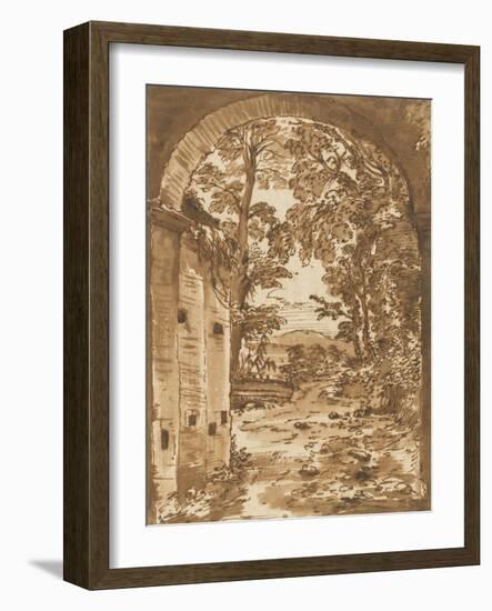 Ruines et paysage vus à travers un arc-Nicolas Poussin-Framed Giclee Print