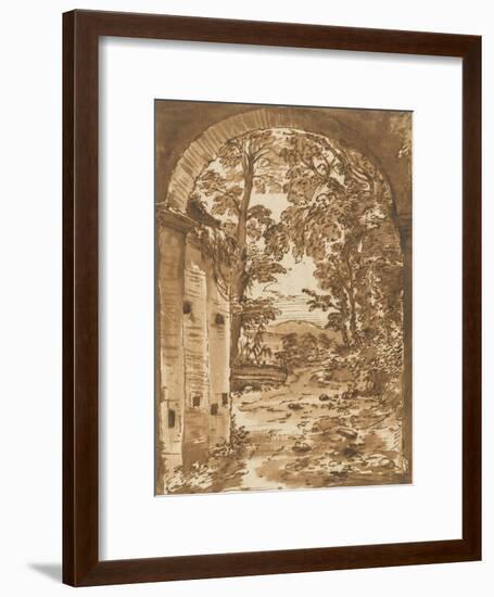 Ruines et paysage vus à travers un arc-Nicolas Poussin-Framed Giclee Print