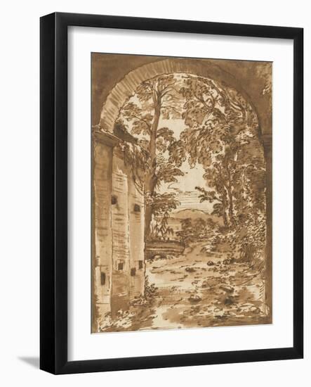 Ruines et paysage vus à travers un arc-Nicolas Poussin-Framed Giclee Print