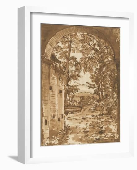 Ruines et paysage vus à travers un arc-Nicolas Poussin-Framed Giclee Print