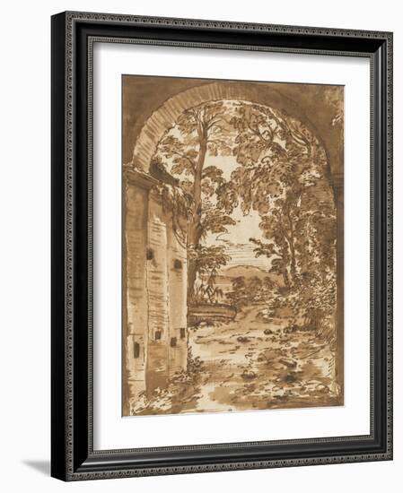 Ruines et paysage vus à travers un arc-Nicolas Poussin-Framed Giclee Print