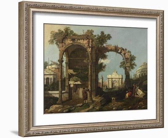 Ruins and Figures, Outskirts of Rome Near the Tomb of Cecilia Metella, C.1750-1775-Bernardo Bellotto-Framed Giclee Print