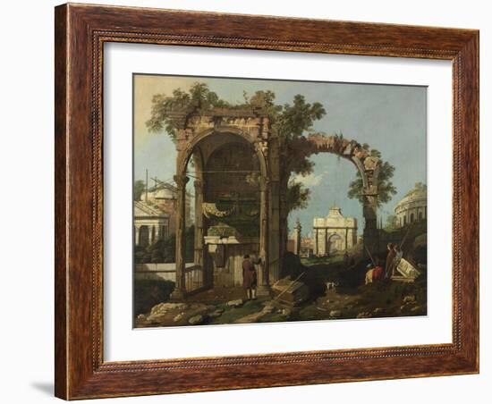 Ruins and Figures, Outskirts of Rome Near the Tomb of Cecilia Metella, C.1750-1775-Bernardo Bellotto-Framed Giclee Print