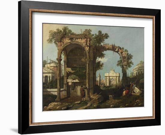 Ruins and Figures, Outskirts of Rome Near the Tomb of Cecilia Metella, C.1750-1775-Bernardo Bellotto-Framed Giclee Print