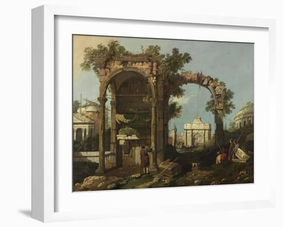 Ruins and Figures, Outskirts of Rome Near the Tomb of Cecilia Metella, C.1750-1775-Bernardo Bellotto-Framed Giclee Print