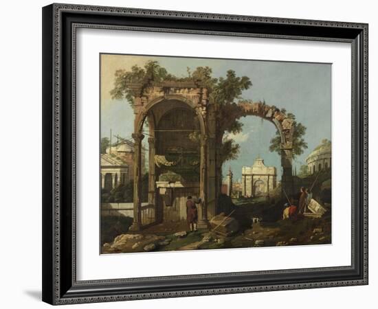 Ruins and Figures, Outskirts of Rome Near the Tomb of Cecilia Metella, C.1750-1775-Bernardo Bellotto-Framed Giclee Print