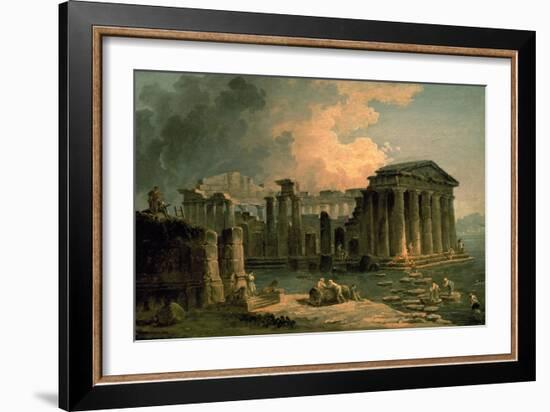 Ruins of a Doric Temple-Hubert Robert-Framed Art Print