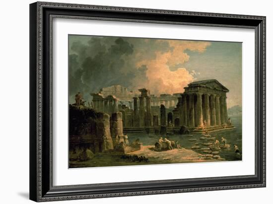 Ruins of a Doric Temple-Hubert Robert-Framed Art Print