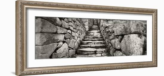 Ruins of a Staircase at an Archaeological Site, Inca Ruins, Machu Picchu, Cusco Region, Peru-null-Framed Photographic Print