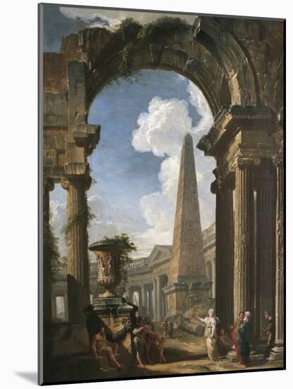 Ruins of a Temple with a Sibyl, C.1719 (Oil on Canvas)-Giovanni Paolo Pannini or Panini-Mounted Giclee Print