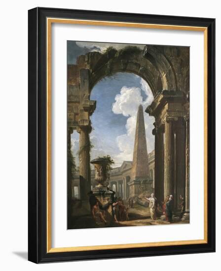 Ruins of a Temple with a Sibyl, C.1719 (Oil on Canvas)-Giovanni Paolo Pannini or Panini-Framed Giclee Print