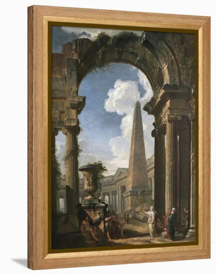 Ruins of a Temple with a Sibyl, C.1719 (Oil on Canvas)-Giovanni Paolo Pannini or Panini-Framed Premier Image Canvas