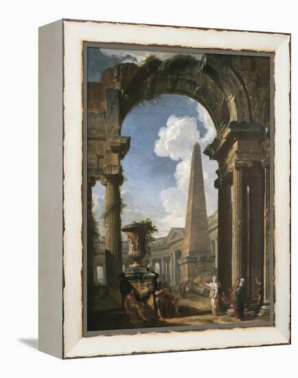 Ruins of a Temple with a Sibyl, C.1719 (Oil on Canvas)-Giovanni Paolo Pannini or Panini-Framed Premier Image Canvas