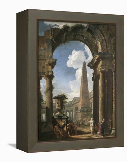 Ruins of a Temple with a Sibyl, C.1719 (Oil on Canvas)-Giovanni Paolo Pannini or Panini-Framed Premier Image Canvas