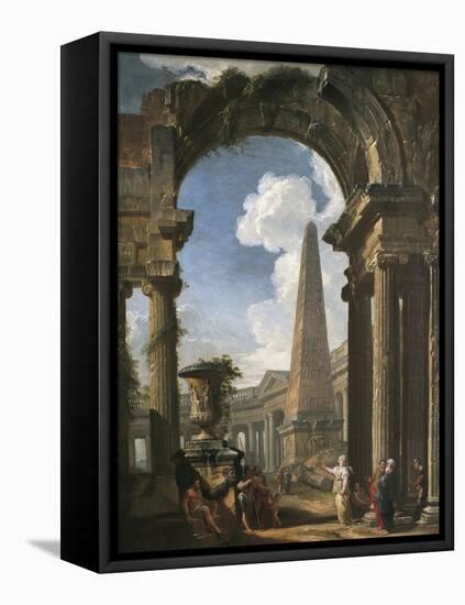 Ruins of a Temple with a Sibyl, C.1719 (Oil on Canvas)-Giovanni Paolo Pannini or Panini-Framed Premier Image Canvas